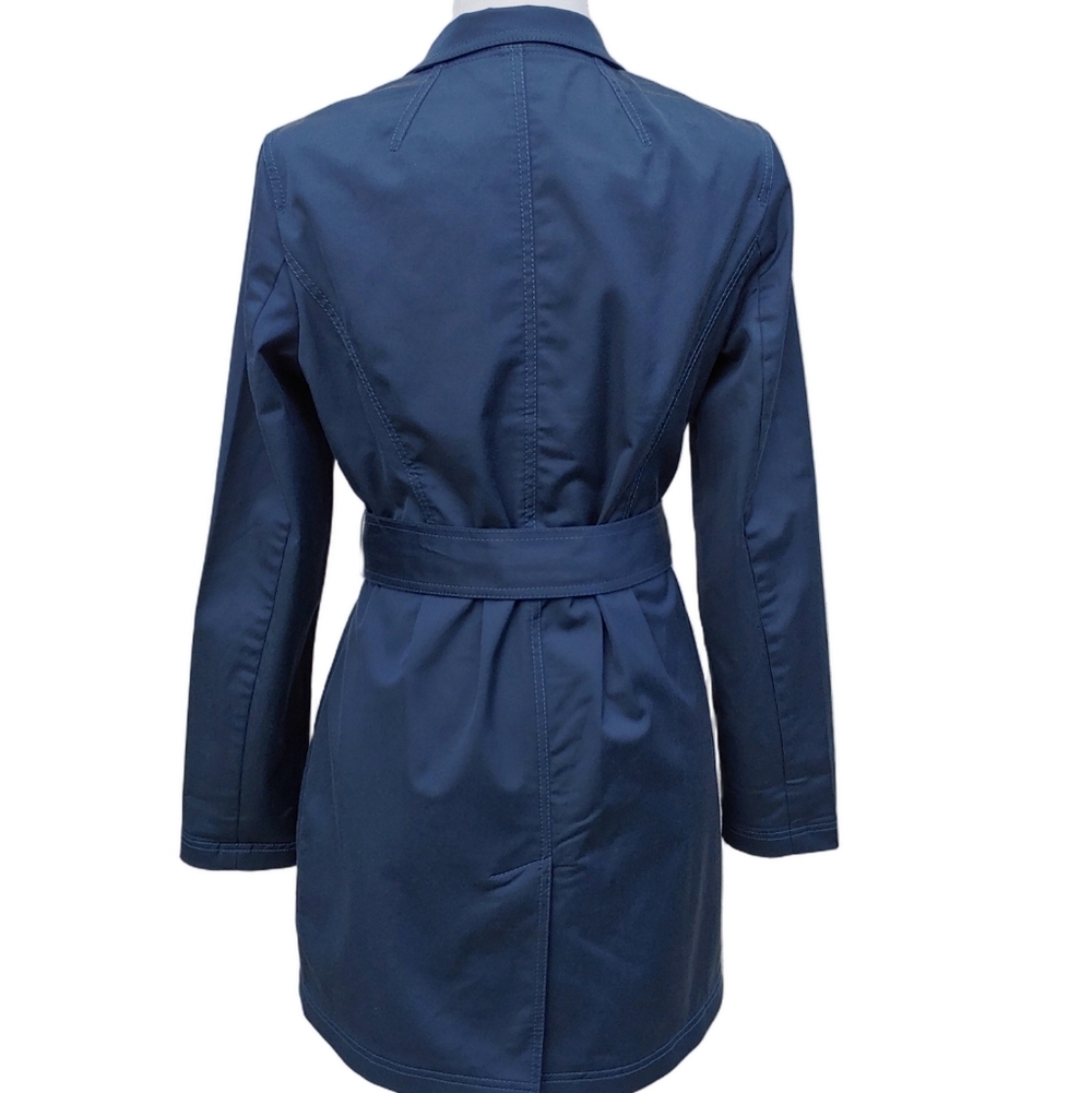 St. John Yellow Label Blue Utility Trench Jacket with Gold Buttons Women's 6 - Picture 4 of 17